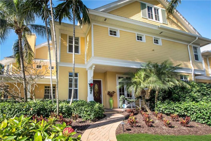 Welcome to paradise! This beautiful home is on a gorgeous street in the heart of Olde Naples.  Located 1 block off 5th Avenue South so you are close to all the dining & shops & only 4 blocks to the beach for evening strolls to watch unforgettable sunsets.  Designed so that no one lives above or below you, this 4 bedroom with 4.5 bathroom condo lives & feels like a home, with all the benefits of a condo, which is very rare & very hard to find. 
Upon entry from the front veranda, a grand living room sets the tone taking advantage of the corner views and featuring tall 10' ceilings, bamboo flooring, detailed molding, and gorgeous fireplace. The breakfast room, gourmet kitchen & outdoor living room overlook the private, 40’ X 20' heated pool & octagon spa with 3-way spill-over on to sun shelf.  A gallery entryway & creative layout make the master suite & bath a secluded getaway. Metal roof, hardie-board siding, distinctive windows & 2-car garage.  Private elevator elevator brings convenience to all three floors.  With only 5 condos total in the complex, this thoughtful design brings the best of the best & faces West Lake Drive where you have more windows, light & privacy. Welcome Home