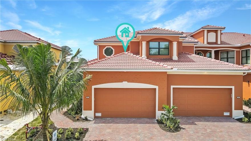 Beautiful Brand New Contemporary designed "Seagrape" Model just completed in a gated community, Don't miss this opportunity! offers tiled floors, crown moldings, spacious open floor plan, kitchen offers shake styled cabinets, quartz countertops, stainless steel appliances, recessed lighting, walk in pantry, dining area, living room is oversized for all your entertaining needs, with porcelain tile on a 45 diagonal, sliding glass doors lead out to your huge screened balcony overlooking the lake facing South, the Master bedroom offers crown moldings, two walk in closets, bath offers a quartz high top double sink vanity, large tiled frameless glass walk in shower & a private lavatory, there are two large nicely appointed guest bedrooms, one is a guest suite that connects to another full hall bath, there is a very nice extra bonus room / office with double French glass doors, plenty of storage closets, 2 car garage, community offers, pickle ball, community pool/spa, exercise room, tennis, clubhouse, billiards & library, close to Fort Myers Beach, I-75 airport & shopping a must see home for the money $$$