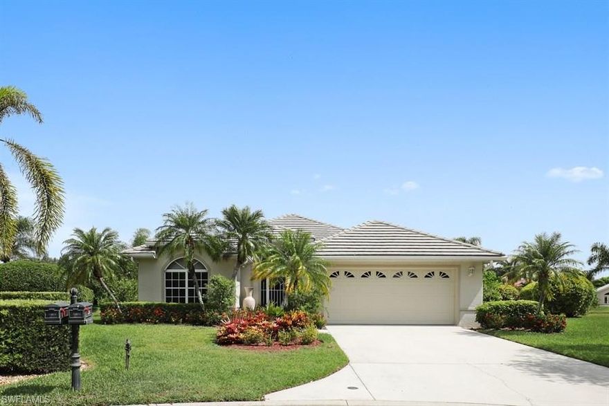 H.12003 - 3/2 lakefront home situated on almost 1/3 acre.  Open great room floor plan for entertaining and split bedrooms.  Features include large paver patio with in-ground hot tub, with room for a pool. Jacuzzi tub in master bathroom, extra cabinetry in laundry room, plantation shutters in kitchen and wood shades in the other rooms. For peace of mind, the home has an alarm system and shutters, electric and manual. The air conditioner is only 2 years old. This home also has mango, orange, avocado, keylime and papaya trees. Experience all that Longshore Lake has to offer including, gated community with gatehouse, clubhouse, community pool, dining, tennis, fitness center and reciprocal golf.  Enjoy kayaking or boating in the 88 acre lake.  Close to I-75, shopping and dining.