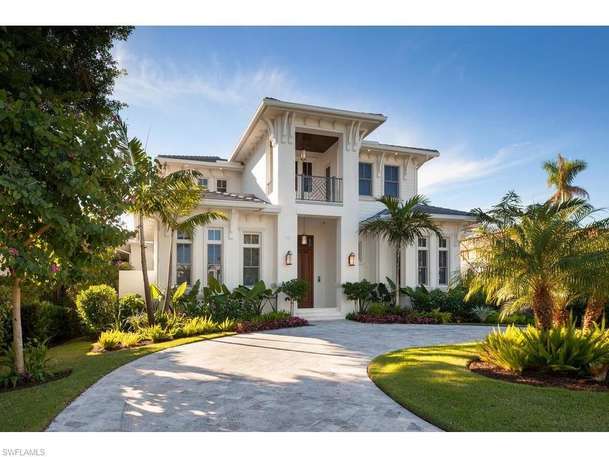This custom built residence offers the finest in construction, architectural beauty and sophistication. Enveloped by exquisite interiors & finishes, it's the perfect balance of casual and elegance. European wide plank oak flooring, extensive moldings and tongue & groove ceiling treatments, set this home apart. With over 7030 SF of luxury living, 1600 SF which are outdoors, endless entertaining options present themselves. The flow-through kitchen, dining and living areas all lead to a gracious outdoor space complete with pool, spa, summer kitchen and fireplace. No detail was spared in the gourmet kitchen featuring floor to ceiling custom cabinetry, Sub Zero & Wolf appliances, hidden walk-in pantry, quartz countertops and oversized custom island. The master suite boasts an oversized bath, his & hers walk-ins and large sliders leading to the outdoors. A masterfully planned second level features a reading loft, a media room, 2nd laundry, morning kitchen and 3 beautifully appointed en-suites all which enjoy a west facing private terrace. This incredible home is complete with total smart home automation. In the heart of Olde Naples; walk to the beach, 5th Avenue, 3rd Street and more.