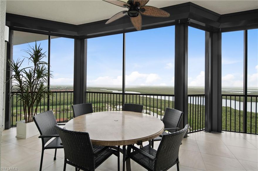 WOW! HERE IS A PENTHOUSE LEVEL SKY HOME WITH 12 FOOT CEILINGS AND LANAIS FIT FOR ROYALTY.  THE VIEWS FROM THIS EXPANSIVE UNIT WILL TAKE YOUR BREATH AWAY.  THE SCREENED LANAI HAS ELECTRIC STORM SHUTTERS FOR YOUR CONVENIENCE TO KEEP THE LANAI IMMACULATE, AND THE OPEN LANAI HAS THE SAME ELECTRIC SHUTTERS OVER THE SLIDING DOORS. THIS STUNNING RESIDENCE HAS AN ALL NEW KITCHEN IN A MODERN DESIGN AND FEATURES STATE OF THE ART NEW APPLIANCES.  THE TRAVERTINE TILE IN THE LIVING AREAS GIVE THIS CONDOMINIUM A CLASSIC LOOK, AND THE BEDROOMS HAVE LUXURY VINYL.  THE OWNERS SUITE FEATURES A LARGE REGAL BATHROOM, AND THE MAIN SUITE OFFERS LANAI ACCESS AND AMAZING VIEWS.  ON THE OTHER END OF THE SPACIOUS RESIDENCE IS 2 ADDITIONAL BEDROOM SUITES WITH DESIGNER BATHS, AND OPEN LANAI ACCESS.  YOU CAN SIT ON THE OPEN LANAI AND ENJOY PICTURESQUE SUNSETS EVERY NIGHT.  AVERSANA IS A LAVISH TOWER WITH AMENITIES INCLUDING, RESORT STYLE POOL AND SPA, POOL PAVILION, THEATER, 2 GUEST SUITE, FITNESS CENTER, GRAND SOCIAL ROOM, UNDER BUILDING PARKING, ADDITIONAL STORAGE AND MORE.