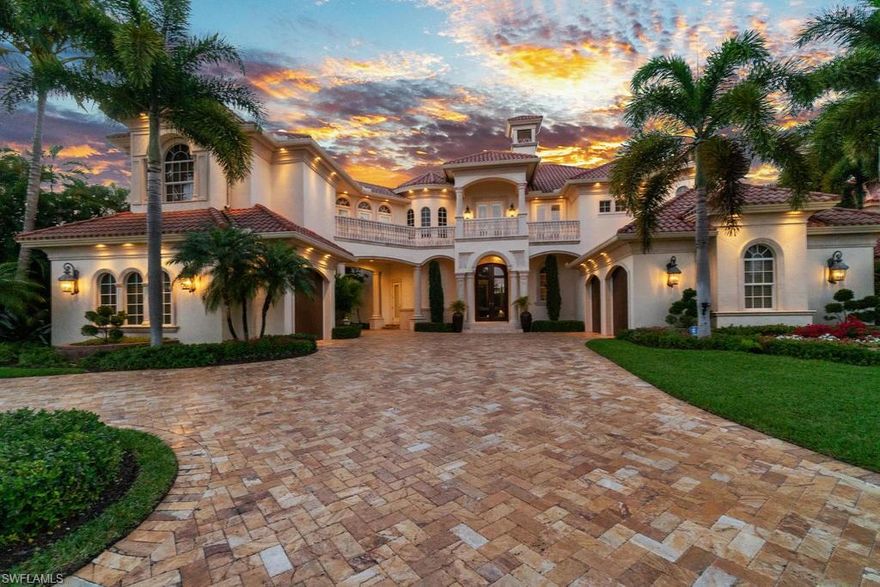 CASA DEL SOL perfectly named for this magnificent estate home that is filled with natural sunlight throughout!Fantastic boating waters await you as you cast off from your 65 ft. floating concrete dock w/direct access to the Gulf of Mexico.5 bedrooms,5 ½ baths,6674 sq. ft.Stunning architectural features,superb craftsmanship,special finishes,FURNISHED!Jerusalem marble driveway & lanai.Main living has 24ft.ceilings.Open concept & custom 12 ft. impact sliders pocket back allowing seamless entertaining from inside spilling onto the expansive lanai w/full outdoor kitchen.Exquisite bamboo ceiling,spacious seating area all under roof.Lanai extends onto the negative edge pool deck w/waterfall,unique fire feature.Back inside on your 1st floor,a chef's dream kitchen offering a 6 burner gas stove,high end appl.,crackled finished custom cabinets.Oversized master suite,bath & dbl tiered custom walk in closet.Formal dining.Separate guest cottage w/bath & efficiency kitchen.Take the circular staircase or private elevator to the 2nd floor to find 3 master suites all w/ensuite full baths.Theatre room w/bar,a recreation room w/billiards,an exquisite office space.Whole house gen.3 car gar.WATCH VIDEO!