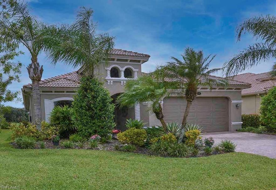 Enjoy all the amenities Heritage Bay Golf Course Community has to offer in this tastefully decorated Executive home with a beautiful panoramic view of the Pine 3 lake, fairway, and preserve. The home features 3 bedrooms/2 baths plus a separate office/den enclosed with French doors.  A large great room opens to enclosed lanai with pool and spa. This home, with its West Indies décor, is being sold furnished. Heritage Bay is a 27 hole resident owned luxury golf and country club community offering golf, an aqua lake and practice area, very active tennis and pickleball programs, bocce ball courts, and a staffed fitness center. A $10,000,000+ renovation to the pool area and Clubhouse was recently completed. The new amenities include a full service poolside casual dining Cabana restaurant and bar, and an addition to the Clubhouse of an indoor/ outdoor luxury grill room and bar in addition to the main formal dining room.