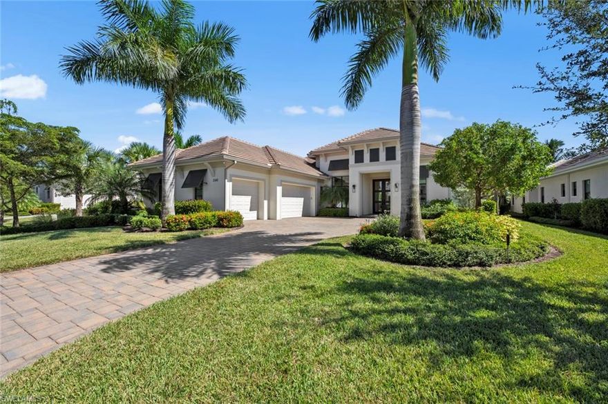 Coastal Modern Beauty in the Desirable Marsh Cove of Fiddlers Creek. Welcome to this Rarely available Ulyssa Model by Stock Luxury Homes. The moment you enter this Entertainers dream home with elegant finishes, stunning ceiling beams, voluminous architecture you will feel right at Home! When you open the sliding walls, it joins the private outdoor entertainment area to the rest of the home. This large outdoor living space is almost as large as the home and boasts exquisite features of a Private SE Golf and Water view, Salt water pool, Water feature bowls, spill over Spa, Colored Pool Lights, Wood Crown Molding in Lania ceiling and  a built in BBQ. Other highlights: California Shutters, Power Hurricane Screens, 24KW Whole House Generator, Crown Molding in Master Bedroom/Bath Upgraded Bosch refrigerator, new Dishwasher, China Cabinets in the front of the Island, Blinds and Refrigerator in the garage
The Resort Style living at Fiddlers Creek is so highly desirable because it has memberships available for BEACH and BOATING and GOLF!!! The ONLY place left in Naples to IMMEDIATELY PURCHASE A GOLF MEMBERSHIP THAT IS 100% EQUITY AND 100% REFUNDABLE!!! New Clubhouse to be Finished in 2024!