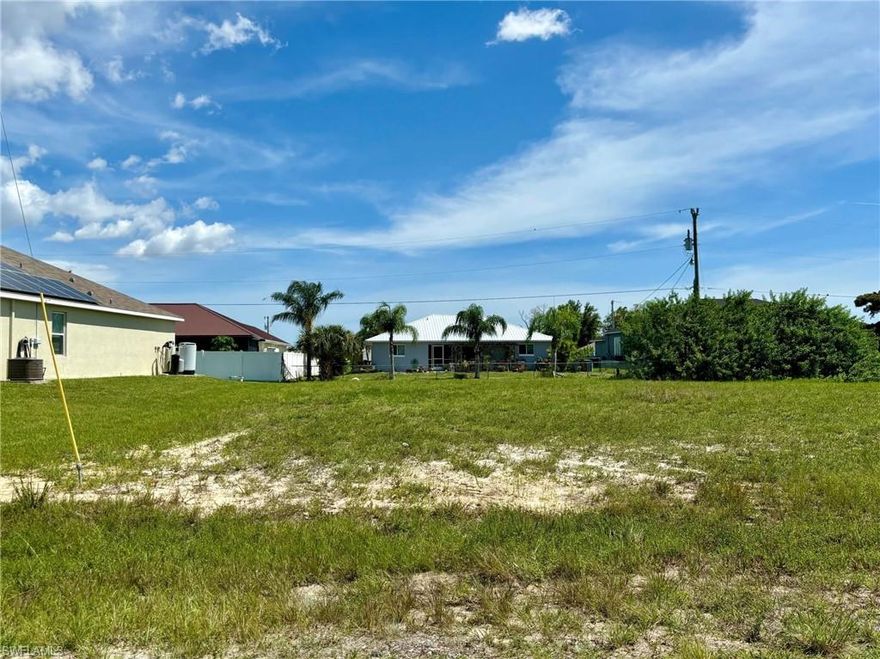 Standard size lot located in Cape Coral. NO HOA FEES & NO FLOOD REQUIRED! Perfect for building your DREAM HOME and living the Florida lifestyle. Need a builder? Let us introduce you to reputable builders. Close to shopping, dining, and other amenities. This is a MUST SEE!