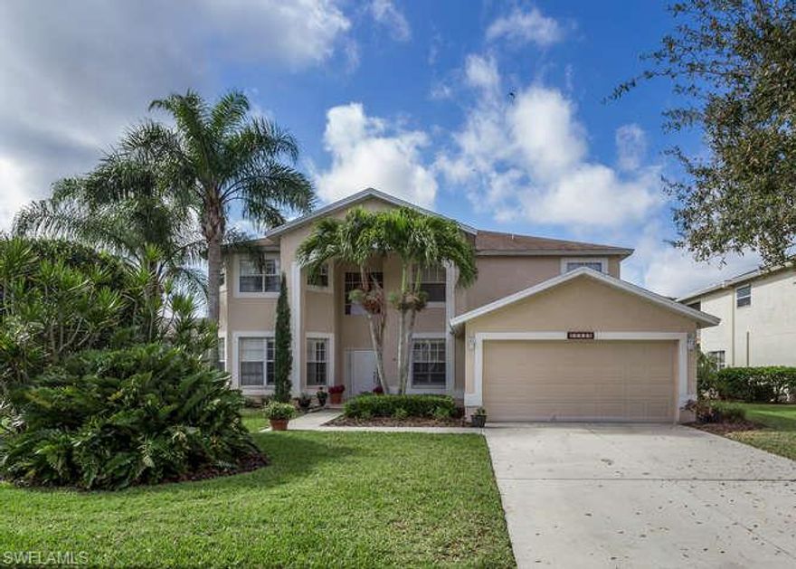 THIS is the Stoneybrook home you have been waiting for!! Featuring over 3,500 sf under air this 5B+Loft/3Ba pool home has wonderful golf, lake & preserve views, a great floor plan w/lots of custom features & a beautiful custom pool w/waterfall spa! Luxurious master suite opens w/French Doors, has a tray ceiling & a private balcony to enjoy morning coffee or evening sunsets over the lake & golf course, huge bath with soaking tub. Formal living & dining rooms for entertaining as well as a spacious kitchen w upgraded wood cabinetry, breakfast area & family room w/nice built ins & fieldstone fireplace, sliders opening to the spacious covered lanai & pool deck. Master & 3 bedrooms upstairs & one Bd/Ba downstairs! Huge upstairs loft w/built ins make a great media/play room. Plantation shutters, Crown Molding, wood flooring & more! Full clubhouse amenities w pool & spa, tennis, fitness ctr, volleyball,, basketball, inline skating, baseball field & PAY AS YOU PLAY Golf !! Conveniently located minutes to shopping (Miromar outlets), restaurants, entertainment (Germain arena), FGCU, I-75, SWFL Int'l airport & a short drive to area beaches!! LOW HOA fees - just $320/Q can't be beat! HURRY!