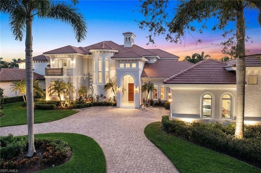 END OF SEASON OPPORTUNITY. SIGNIFICANT PRICE REDUCTION FOR IMMEDIATE SALE. THIS EXCLUSIVE OFFERING IS AVAILABLE ONLY THROUGH MONDAY, APRIL 13. NEW ROOF COMING! This stunning 5,613 square foot custom Imperial Homes estate in Tuscany Isle at The Colony Golf & Bay Club offers a seamless blend of timeless architecture, modern luxury, and breathtaking lake views within one of SWFL’s most prestigious gated communities. Featuring 4 en-suite bedrooms, 4.5 bathrooms, and a private cabana with its own living room and coffee bar, this residence is thoughtfully designed for luxury living, entertaining, and hosting guests. Handcrafted double doors into a grand interior defined by soaring ceilings, floor-to-ceiling windows, and natural light, all perfectly framing the resort-style pool and lake beyond. Elegant entertaining spaces include a butler’s pantry and wet bar with custom cabinetry, wine storage, and a beverage refrigerator. The chef’s kitchen is appointed with a Dacor gas range, Sub-Zero refrigerator, center island, and walk-in pantry, ideal for both everyday living and entertaining. Interior finishes showcase marble flooring, a gas fireplace, and barrel-vaulted ceilings with accent lighting, creating a warm ambiance. The expansive primary suite serves as a private retreat, featuring a sitting area with direct access to the pool and spa, dual custom walk-in closets, and a spa-inspired bathroom with Jacuzzi tub, dual vanities, and a walk-in shower. A private elevator provides access to the second level, where guests enjoy additional en-suite bedrooms, a family room loft with wet bar, and private balconies. The Florida room offers year-round indoor-outdoor living, complete w/ Blackstone grill. Outdoors, a gas heated resort-style pool and spa are perfectly positioned to capture peaceful water views and exceptional privacy—ideal for relaxing after a day on the golf course! Recent upgrades include new A/C units, water heaters, hardwood flooring, carpet, and fresh interior and exterior paint. The property also features a 3-car garage and oversized 0.56-acre homesite. Home has had NO storm damage and NOT IN A FLOOD ZONE. Living at The Colony Golf & Bay Club offers a true resort-style luxury lifestyle. Newly renovated Bay Club, a waterfront dining venue with open-air terraces and a rooftop bar showcasing panoramic Estero Bay sunsets. Additional amenities include access to Pelican Landing’s private 34-acre island beach park via boat shuttle, a state-of-the-art fitness center, tennis and pickleball facilities, and a scenic kayak and canoe park along Spring Creek. The Colony Golf & Country Club features a championship 18-hole Jerry Pate-designed golf course w/ dining & social events. A significant advantage: the seller’s existing Colony Sports Membership is transferable, allowing the buyer to bypass the waitlist and enjoy immediate access to tennis, fitness, spa, dining, social amenities, and limited in-season golf with unlimited off-season play.
