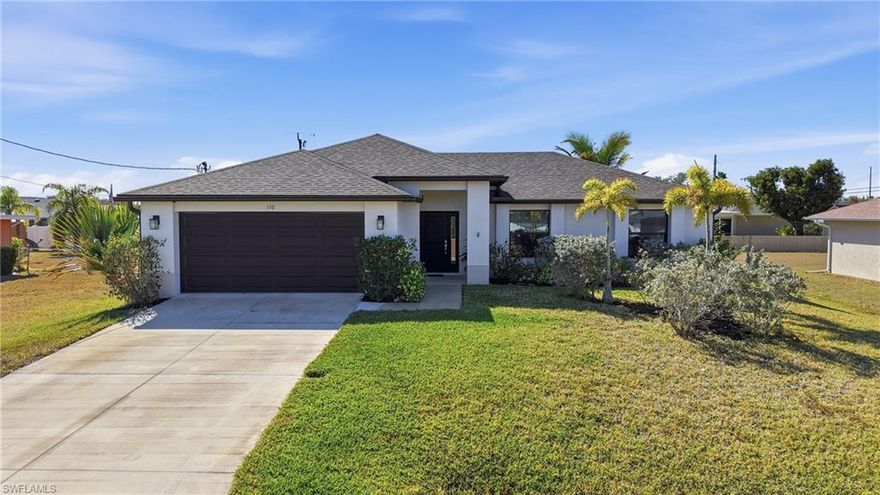 Built in 2020 and ideally located in SE Cape Coral off Santa Barbara Blvd., this beautifully maintained 3-bedroom, 2-bath home sits in a well-established neighborhood and offers modern comfort with a smart, functional layout. With southern exposure, you’ll enjoy bright natural light throughout the day. This great room design features a split-bedroom floor plan, tile flooring throughout with carpet in all three bedrooms, and excellent storage closets. The kitchen offers an open layout with an island/eating space and connects nicely to the formal dining area — perfect for entertaining. Granite countertops are featured in the kitchen and both bathrooms. The spacious primary suite includes a tray ceiling, large walk-in closet, and a master bath with dual sinks and a walk-in shower. Additional highlights include 2 ceiling fans, an inside laundry room with a deep sink, and a large 9x20 screened lanai overlooking the oversized landscaped backyard - with plenty of room to add a pool. This home also includes a 16 SEER A/C unit and Low-E tinted dual-pane insulated windows for energy efficiency. Situated on ALL city utilities (water & sewer) in place and paid in full- no assessments. Call today for your private showing!