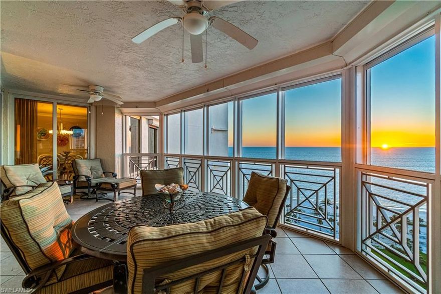 Experience refined beachfront living in this beautifully reimagined 18th-floor residence at The Brittany at Park Shore, offering a sophisticated take on coastal luxury. Perfectly situated within the highly desirable '04 stack, this residence showcases expansive western exposures with panoramic Gulf views, tranquil bay scenery, and a sparkling city skyline after sunset, all enhanced by dual covered balconies and an abundance of natural light. Spanning over 2,500 square feet, the residence features three en-suite bedrooms along with a versatile den or dining space, complemented by three well-appointed full bathrooms. The layout is both functional and elegant, designed to maximize comfort while maintaining a seamless flow throughout the living spaces. The gourmet kitchen is thoughtfully designed with custom cabinetry, premium countertops, high-end appliances, and refined finishes, along with generous storage, and opens effortlessly into the main living and dining areas, where a wet bar and wine refrigerator create an inviting seating area, perfect for entertaining, all leading to the west-facing lanai. The primary suite provides a serene retreat, complete with a spacious walk-in closet, dual vanities, a walk-in shower, and a soaking tub positioned to capture peaceful outlooks. Additional highlights include electric storm shutters, zoned HVAC, added storage, and two secure covered parking spaces. Residents of The Brittany enjoy access to an exceptional collection of amenities, including a beachfront pool and spa, a fully equipped fitness center, tennis courts, private beach access, guest suites, and a social and card room, all supported by 24-hour security and attentive service. Ideally located just moments from Venetian Village, with its boutique shopping and waterfront dining, and in close proximity to Waterside Shops, Artis–Naples, Mercato, and the charm of 5th Avenue South, this residence also offers the opportunity to lease or purchase a boat slip at the Venetian Yacht Club, presenting a truly exceptional opportunity to enjoy the best of Naples coastal living.