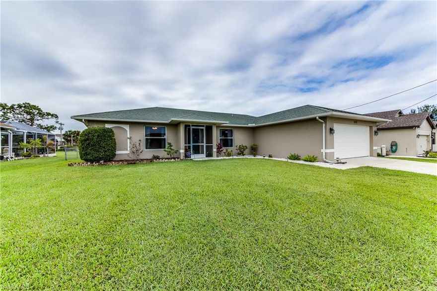 THIS is the ONE - Don't wait! Here is the pool home you have been looking for - it won't last long! Your new home features 3 bedrooms each with spacious walk-in closets, 2 baths, and a desirable split floor plan with great living space for your family and entertaining your friends. Upon entrance to your new home you are welcomed into the bright living space with views out to the lanai with covered area, pool and spa, easily accessible from the wall of sliding doors. The living area opens perfectly to the kitchen with breakfast bar, beautiful upgraded counters, a pantry and dinning room. The Master suite will be your oasis, with a large walk-in closet and private bath. Two additional bedrooms on the other side of the home offer privacy for guests and family, each has another walk-in closet and they share a spacious bathroom. The covered lanai is a perfect spot to sit and relax and enjoy the tropical Florida breezes off your pool and private spa, or jump right in for a relaxing dip! The back yard is fenced for your convenience. Your new home is ready and waiting for you with a prime Cape Coral location! VIEW THE INTERACTIVE 3D MATTERPORT TOUR NOW FOR A PREVIEW RIGHT NOW!