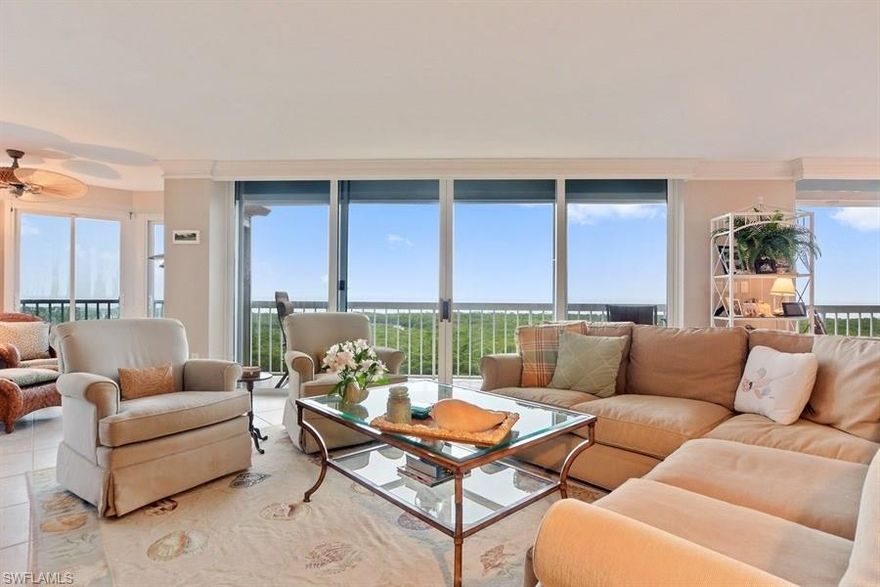 C.13892 - Perfection in Pelican Bay. Thoughtful complete renovation with extraordinary views. Must see to appreciate detail. Open kitchen has new, glazed wood cabinets, granite counters, pullout shelves, large pantry and full-size, stacked washer and dryer. Tile on the diagonal and beautiful moldings throughout surround built-ins in every room to maximize space. Hidden flat screen TV in living room. Cool colors create a comfortable environment to enjoy the amazing gulf views including Clam Pass. Perfect under building parking space. St Maarten is located just south of the Commons with one of two tennis facilities for the community and features easy access to the berm from the pool deck. Pelican Bay residents enjoy two private beach pavilions with year-round, waterfront dining and beach chair/umbrella service; two tennis facilities; a massive community center with state-of-the art fitness, and so much more.