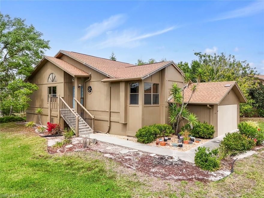 Imagine the possibilities! This detached unit is nestled in the 55+ community of Island Park Village. It is located on an oversized corner lot with natural preserve views from the back lanai. The floor plan features 2 bedrooms, 2 bathrooms, 1399 sq. ft. under air, a 2 car garage, an inside laundry room, and a newer roof from 2024. As you walk into the condo, you are welcomed by plenty of natural light. The large master bedroom, the living room and the kitchen leads you into the extended lanai. Island Park Village is a gated community conveniently located in South Ft. Myers within minutes to the airport, shopping, SW Florida Beaches, restaurants, entertainment, and more. Some of the community amenities include an updated club house, a pool, jacuzzi, tennis court, pickleball court, shuffleboard, a library, and an exercise room. The monthly HOA fee includes the master HOA and the condo fee, the community's flood insurance, the maintenance of the lawn, the outside maintenance of the unit, and the community's amenities. Call to schedule your private showing and don't let this hidden gem get away!