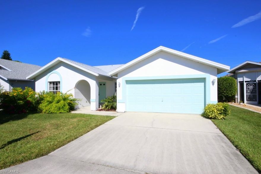 Lovely 2 bedroom, 2 bathroom, 2 car garage with a brand new roof installed in 2013! This home offers a lovely eat-in kitchen, comfortable living room, screened in lanai, washer and dryer are a great lifestyle in the well maintained, gated ,fold course community of 55 and over residents. The master suite has a private bath with easy access shower and a walk in closet. The hall bath has combination tub and shower. This home is offered furnished. Very affordable pay as you play golf.