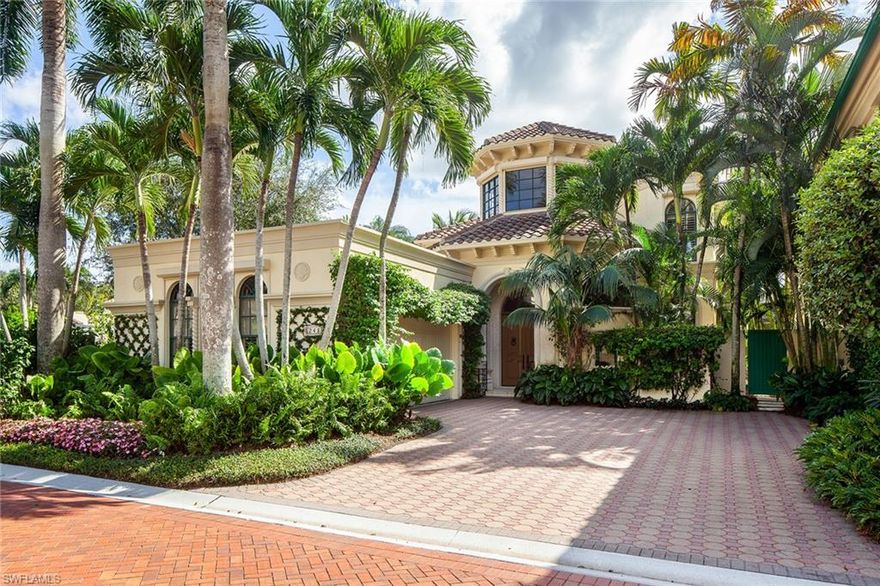 Tucked into the charming Vizcaya neighborhood of Bay Colony, this spectacular villa is nestled in the perfect setting capturing the utmost privacy by the bordering lake, fountains and gazebo. An interior of all-new architectural details featuring a specular open great room. Light, bright and airy with custom white cabinetry with quartz countertops, accents of custom pecky cypress millworks, new marble flooring, soaring ceilings and high arched windows surrounded by an exterior of tropical landscape with coconut palms, brilliant bougainvillea and beds of colorful flowers which enhance the private pool retreat. Encompassing over 3,864 square feet with a stunning master suite and library with full bath (or fourth guest suite) on the main level along with two additional guest rooms, two full baths and loft for privacy on the upper level. Capture the ultimate lifestyle of the finest guard-gated community of Bay Colony situated directly on the beach in Naples while enjoying your very own private beach club with fine dining along with full beach service, barbecues and poolside "Chickee" as neighbors gather.