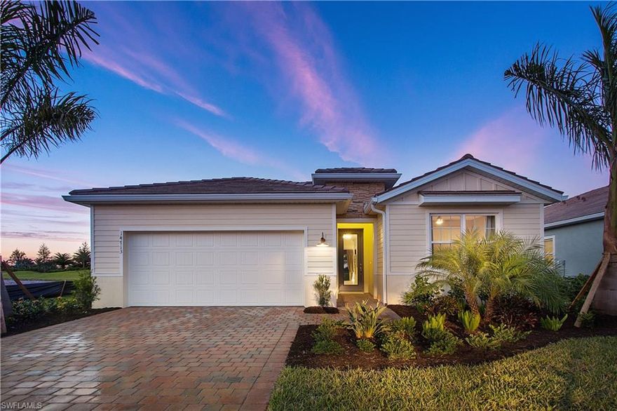 Pool Included! Live a Casually Awesome Lifestyle in the new unprecedented Resort Style community at Naples Reserve!  The masterfully designed (brand new construction) Delray offers an open floorplan featuring 3 beds + flex room, 2 baths, lots of storage space, a large lanai, & a 2 car garage.  The Kitchen & baths are adorned with Quality crafted custom-designed cabinetry & solid surface counters.  Enjoy luxurious finishes & features throughout.  Community amenities include: Guarded gate, 22 lakes (all navigable), 1-mile-long Boating/Rowing lane, Boat ramp, Island Club, Fitness center, 2 Bocce ball courts, Beach volleyball, Tiki bar & café with food & Beverage service, Resort style pool with lap lanes, Fire pit, Private Kontiki Island, use of Electric boats Stand-up paddle boards, Kayaks, Canoes & Bicycles, 5 Tennis courts, 4 Pickle ball courts, 2 Dog parks, Miles of walking/biking paths, Basketball court, a Children’s play area & more!  As the premier builder in the community we offer the best value for your money.  Low HOA fees.  We have decorated models open 7 days/week & homes that can close now or as far out as 7 months.