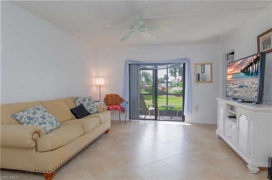 THIS LIGHT AND BRIGHT END UNIT IS TASTEFULLY FURNISHED ON THE FIRST FLOOR. NICELY REMODELED KITCHEN. HAS GRANITE COUNTERTOPS. NEWER APPLIANCES. ADDITIONAL CABINETS AND HAS BEEN OPENED UP FOR MORE SPACE. UNIT HAS 18" TILE ON DIAGONAL, STORM RESISTANT WINDOWS AND SLIDER AND CUSTOM MURPHY BED IN GUEST BEDROOM. EXCELLENT LOCATION. ACROSS THE STREET FROM POOL AND CLUBHOUSE. THIS 55 PLUS COMMUNITY IS CLOSE TO STORES, LIBRARY, RESTAURANTS, THE BEACH AND MORE.