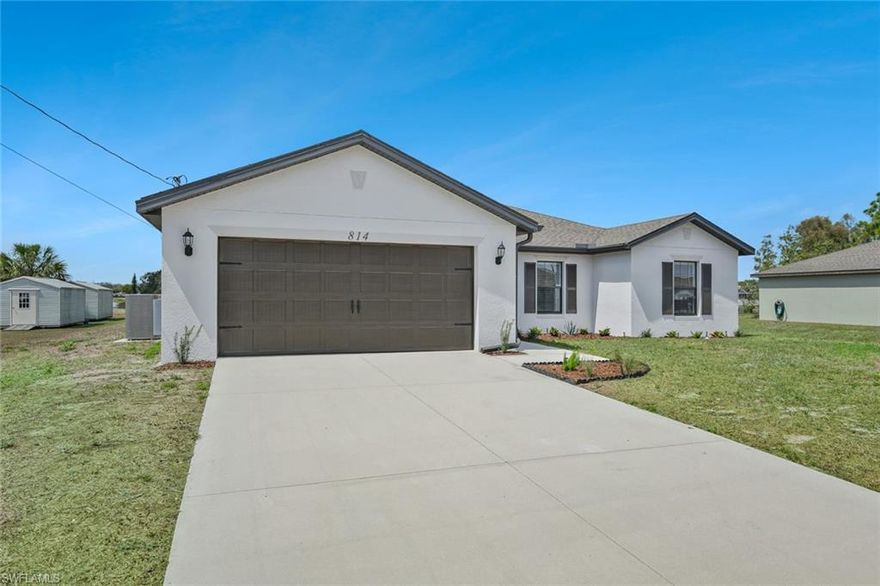 Welcome to 814 La Salle Ave — a move-in ready home positioned in one of the fastest-growing corridors of Fort Myers, offering long-term upside and immediate comfort. Built in 2019, this newer construction home delivers modern systems, lower maintenance, and insurance advantages compared to older properties. Even better, the home features PAID-OFF SOLAR PANELS, significantly reducing monthly utility costs and protecting you from rising energy prices. Situated on an OVERSIZED 0.37-ACRE CANAL LOT, this property offers rare space, privacy, and flexibility. Whether you’re looking to add a pool, store equipment, or simply enjoy more distance from neighbors, this lot delivers. The canal frontage adds an extra layer of openness and drainage benefit, while the BACKYARD SHED provides additional storage without sacrificing interior space. Inside, the home has been COMPLETELY REFRESHED WITH NEW INTERIOR AND EXTERIOR PAINT and features BRAND-NEW LUXURY VINYL PLANK FLOORING IN THE BEDROOMS—NO CARPET ANYWHERE, making it ideal for durability, easy maintenance, and a clean, modern look. The open layout is enhanced by VAULTED CEILINGS, creating a brighter, more spacious feel throughout. The primary suite stands out with a JACUZZI BRAND SHOWER, offering a higher-end, spa-like experience in your own home. Enjoy Florida living year-round with both a SCREENED-IN FRONT PORCH AND REAR LANAI, allowing you to relax outdoors without the hassle of bugs—perfect for morning coffee or evening unwinding. This home is connected to CITY WATER, eliminating concerns over well maintenance and water quality. Additionally, the property is NOT LOCATED IN A FLOOD ZONE, meaning NO FLOOD INSURANCE IS REQUIRED—a major cost savings and added peace of mind for the next owner. Location is where this property truly shines. You are minutes from major growth and infrastructure projects including the ALICO ROAD EXTENSION, TWO FUTURE SCHOOLS, expanding RETAIL AND COMMERCIAL DEVELOPMENTS, RSW INTERNATIONAL AIRPORT, and the AMAZON LOGISTICS HUB. Surrounded by large-scale residential developments from national builders, this area is experiencing rapid appreciation and continued demand—making this not just a home, but a strategic investment. If you’re looking for a newer, upgraded home with land, energy efficiency, and strong future upside in a high-growth location, this is a standout opportunity.