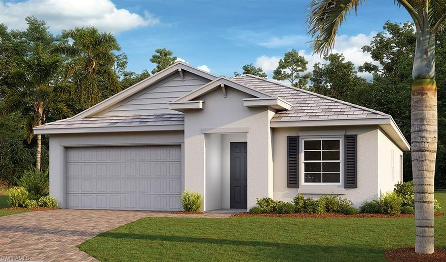 Under Construction. Welcome to Seasons at Bonita! Bonita Springs HOTTEST NEW HOME COMMUNITY! We are located just 5 miles East of 75 on the north side of Bonita Beach Road. This coastal inspired community features Island Style amenities with a resort style pool, lap lanes, hot tub, fitness center, party room, tiki hut, bocce ball, tennis and pickleball! The Ariel floor plan is 1,670 sq ft 2car garage home featuring 2 bedrooms plus a den with 2 full baths. Situated on a lake front homesite you will enjoy your morning coffee on your screened lanai with a gorgeous sunrise view! Your new home features 42 inch soft cabinets in the kitchen with crown molding and under cabinet lighting, Quartz countertops and a full Whirlpool Stainless Steel kitchen appliance package as well as washer and dryer. This is a brand-new home with builder warranties!
