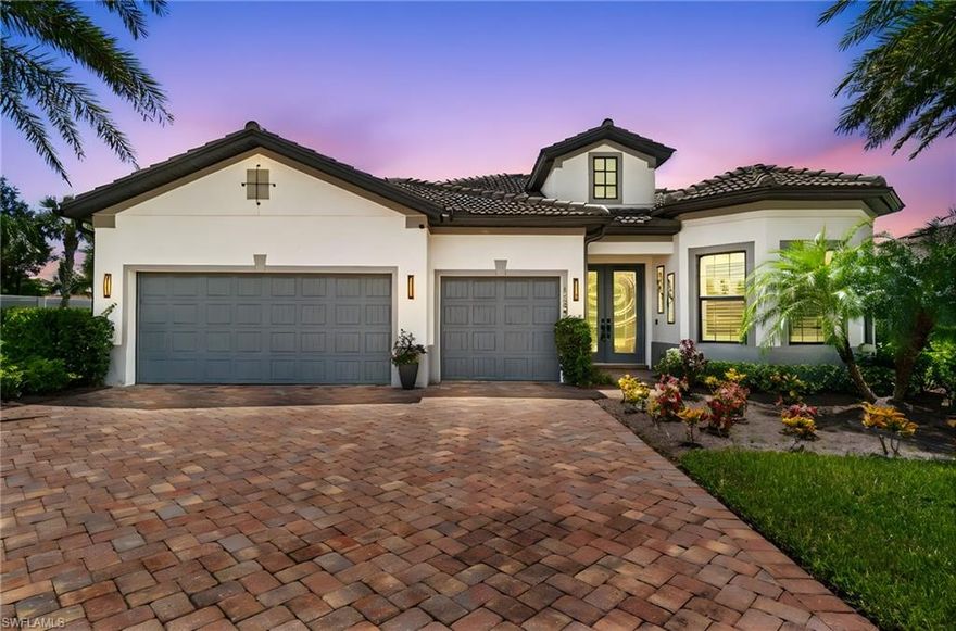 An extraordinary expression of elegance and coastal luxury, this one-of-a-kind 2018 Stonewater model is gracefully positioned on an expansive, private lot with panoramic long lake views in the prestigious gated community of The Plantation. Beyond custom double glass doors, the home unveils an impressive open layout adorned with soaring tray ceilings, designer tile flooring, and a grand great room ideal for refined living and entertaining. The gourmet kitchen is a showcase of style and function, featuring custom white wood cabinetry with pullouts, quartz countertops, a glass tile backsplash, premium KitchenAid appliances, wall oven, microwave, and a generous walk-in pantry. Offering 3 spacious bedrooms, 3 luxurious baths, a private den, and a 3-car garage, every detail reflects superior craftsmanship. Spa-inspired bathrooms feature upgraded cabinetry and quartz finishes throughout. Step outside to a resort-caliber outdoor sanctuary with a sun-shelf pool, tranquil fountain, and a fully appointed outdoor kitchen with built-in grill and wine cooler—all set against the serenity of wide water views. Residents enjoy optional private golf and social memberships, a vibrant clubhouse with full-time lifestyle director and tennis pro, and an array of amenities including tennis, pickleball, fitness, and an upcoming expansion featuring additional courts, bocce, and an enhanced fitness center. Encompassing 800 acres of pristine lakes and preserves, The Plantation offers an unparalleled lifestyle just minutes from RSW Airport, spring training stadiums, and the energy of downtown Fort Myers.