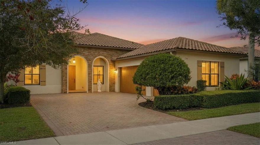 WELCOME HOME to this upgraded Chesbro pool home in the Maple Ridge Community located in Ave Maria, FL. Located just 3/10 of a mile from the heart of the beautiful Ave Maria town center. This home features 4 bedrooms, 3.5 baths, formal living room & dining room, + kitchen dining, a great room, tray ceilings, lots of windows, 12' ceilings, granite beveled counters, upgraded cabinetry topped with crown molding, upgraded stained glass lighting, and a 3 car garage. The great room has built in cabinets with two bench seats in front of the windows offering a comfortable spot to sit and relax. Upgraded wood floors in the great room and kitchen. The master suite features 2 large walk-in closets and an additional flexible use space with built in desk and shelves, which can be used for an office, nursery or sitting area. The master bathroom has a built in vanity, a shower bench seat, dual bathrooms (2 separate inside the bathroom area with sinks). The home also features a heated pool with screened lanai and extended pavers and has a remote controlled hurricane shutter in the covered area of the lanai. This incredible outdoor space offers a tranquil oasis for private relaxation or for an amazing outdoor space for entertaining family and friends! The perfect space where you can sit & relax while enjoying a quiet morning coffee or an evening glass of wine in your little piece of paradise in Southwest Florida. This home also features a recently installed (Aug 2025) 26KW Generac Air-Cooled Standby Generator with Wi-Fi, Aluminum Enclosure, 200 AMP Automatic Transfer Switch, and Modules to Control Loads. Includes Notice of Commencement (NOC), Permits, and all Inspections. The tanks are Double 120 Gallon Liquid Propane Tanks with Cathodic Protection. The value of this Generac system was $18,000 at installation in Aug 2025. The 10-Year Warranty is transferable. Maple Ridge amenities features a zero entry resort style pool, fitness/gym, event rooms, sauna, pickleball court, outdoor exercise area, dog park, playground. Local Ave Maria amenities include: South & North Parks, community water park, Ave Maria University events open to the public, local dining & shopping plus so much more. Come enjoy the Florida lifestyle in Ave Maria, the fastest growing community in Southwest Florida!