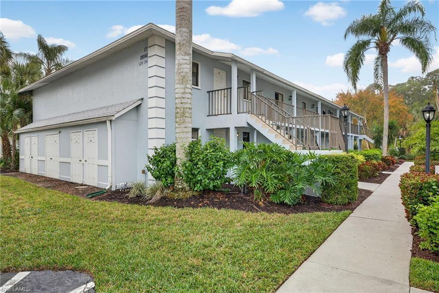Discover effortless Florida living in this beautifully maintained, furnished 2-bedroom, 2-bathroom first-floor condo in the desirable gated community of Pine Haven, Bonita Springs. Perfect for year-round residents, seasonal snowbirds, or savvy investors, this move-in-ready gem offers comfort, convenience, and a prime location just minutes from beaches, shopping, and dining. Step inside to a bright, open split floor plan designed for privacy and ease. The spacious living area flows seamlessly into the kitchen, featuring crisp white appliances that create a fresh, airy feel, plus durable tile flooring in the kitchen, bathrooms, and living room. The bedrooms boast luxurious wood-plank vinyl flooring for a modern touch. The primary suite is a true retreat with its own en-suite bathroom and generous walk-in closet, while the guest bedroom provides ample space and separation. Relax and unwind on your private screened and covered lanai, where you'll enjoy peaceful lake views—ideal for morning coffee, evening sunsets, or simply soaking in the tropical breeze. Additional perks include a detached carport for shaded parking, an exterior storage closet for bikes, beach gear, or seasonal items, and in-residence laundry for ultimate convenience. Pine Haven is a friendly, low-maintenance gated community with fantastic amenities for an active lifestyle: a sparkling community pool, fishing pier, library, bocce court, tennis courts, and pickleball courts—all surrounded by lush landscaping and serene lakes. Located off Bonita Beach Road, you're in the heart of it all—easy access to pristine Gulf beaches (just a short drive to Bonita Beach), vibrant downtown Bonita Springs with shops and restaurants, Coconut Point Mall, I-75, and Southwest Florida International Airport. Don't miss this rare opportunity to own a turnkey paradise in one of Bonita Springs' most convenient and welcoming communities.