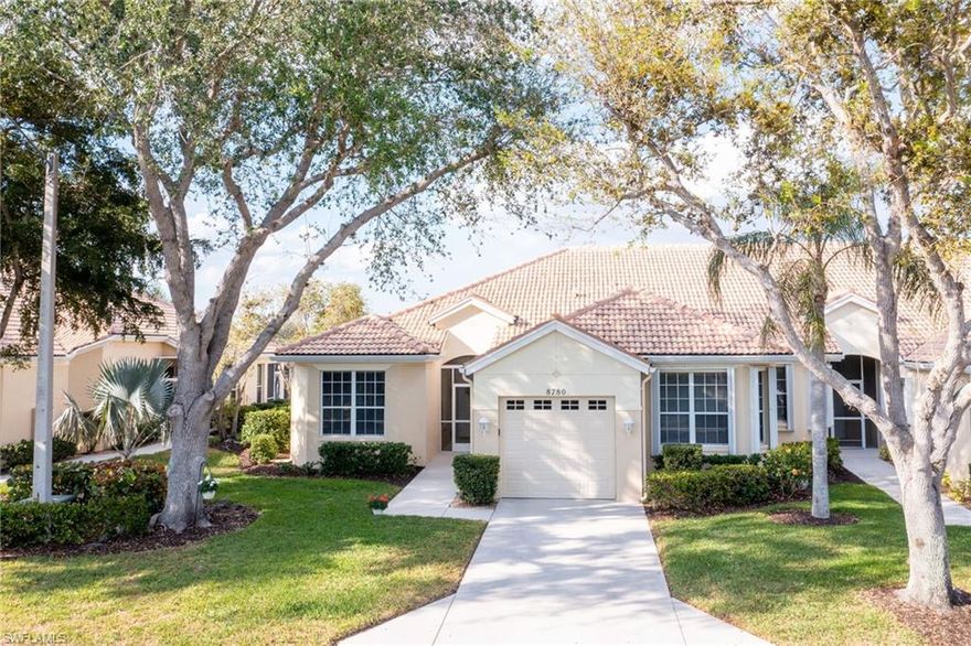 This remodeled 2-bedroom, 2-bath attached villa is located in the Lake Village section of Lexington Country Club and offers pay-as-you-play golf availability. The residence features a fresh, modern look with updates throughout.
Enter through the screened entry into a newly painted interior highlighted by premium luxury vinyl plank flooring throughout the living spaces. The updated kitchen features crisp white cabinetry, quartz countertops, and two pantries providing excellent storage. The primary bedroom enjoys peaceful lake views and includes two closets, one of which is a walk-in. The ensuite bath has been remodeled with a dual-sink vanity and a frameless glass, barn-door–style shower enclosure with tile surround. The guest bathroom has also been fully updated, featuring a new vanity and a shower-tub combination with tile surround. A convenient linen closet is located in the hallway. An extended lanai with acrylic sliders offers additional living space and a comfortable setting to enjoy the tranquil lake views and Florida’s outdoor lifestyle. Lexington Country Club is a 24-hour guard-gated community with walking and biking paths, tennis, bocce, a main clubhouse with restaurant, and a fully stocked pro shop. Conveniently located just minutes from Fort Myers beaches and approximately 1.2 miles from HealthPark Medical Center and Golisano Children’s Hospital.