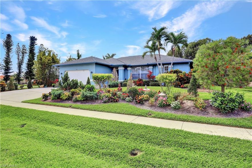 H9562 Welcome to your Zen Oasis on Marco Island. Nestled on an oversized  corner lot, this beautiful home,  greets you with a perfectly designed landscape. Bamboo hedges provide privacy to the home. Step through the screened front porch into a spacious living, kitchen, dining and family rooms, all open to the southern exposed lanai with solar heated pool and spa, which were refurbished in 2016. This home was remodeled in 2013 with a new kitchen, featuring a stunning subway glass tile backsplash to the ceiling, new cabinetry, stainless steel range hood, induction stove top and granite countertops. The ensuite bathroom is fully tiled with new cabinetry and marble backsplash from ceiling to vanity top. This home features gorgeous white porcelain tile throughout with volume ceilings and an abundance of natural sunlight. The expansive lanai offers room for dining al fresco as well as sunning areas. Electric storm shutters are fitted for optimum protection.  A new roof and pool cage were replaced in 2017 & 2018 respectively. Fieldstone Drive is located off the south end of Landmark Street, with close access to the Marriott, south end beach and Marco's best restaurants and shops.