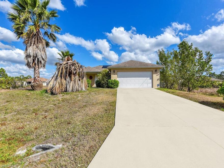 Great opportunity to own a 3 bed, 2 bath 2 car garage home in a growing location. This home has been well maintained. The Kitchen overlooks the Dining and Living area which boast of wood cabinets and tile/laminate flooring.  Sliding doors lead to the screened lanai and fenced backyard. Large master bedroom and ensuite. The split bedroom floorplan gives you maximum privacy with two beds and bath on the other side of home. Home comes fully applianced including dishwasher, refrigerator, range, washer and dryer.  Home is pre-wired with an alarm system. Minutes from SR 82 and close to schools, restaurants, entertainment, airport and worship. Perfect home for your family or to use as an investment property.  Come and see this home today!
