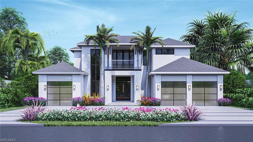 H1501 Casual elegance comes to mind when you view the well thought out details of this innovative coastal contemporary home currently being completed by renowned builders Conner & Gaskins Unlimited. The inviting casual family room beckons from your chef's island kitchen with custom Italian cabinets from "Interns Cucine, wolf - Sub Zero appliances and quartz counters. adjacent is both a formal living and dining room with warm wide plank wood flooring, all opening to the spectacular outdoor area featuring two covered entertaining spaces, outdoor kitchen, negative edge pool and spa and DEEDED BAY VIEWS. Two ensuite bedrooms complete the first floor. The second floor includes a tranquil owner's suite which covers the entire back of the floor and features a spacious spa-like bath dual walk-in- closets and private terrace with spectacular Naples Bay views. Two additional guest suites complete the second floor. Additional features include temperature controlled wine room, smart lighting and home automation, fire pit area, dock and so much more.