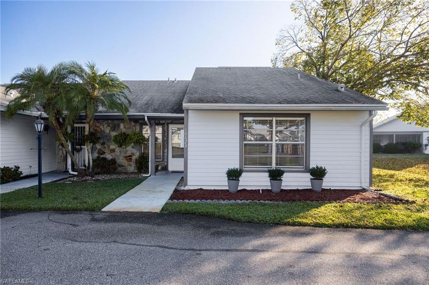 Move right into this clean and well maintained villa in Beacon Square! A wonderful well-kept community, you will love the low fees and comfort of being able to walk and ride around the community. Featuring 3 bedrooms and 2 bathrooms, this home has plenty of space for downsizing while not feeling cramped. The kitchen has plenty of light coming in by your eat-in dining area, as well as ample cabinets and counter space. The bedrooms and bathrooms feature a split floor plan, with the dining and living rooms in between at the center of the home. Laundry is also in the unit with a full size washer and dryer. Plenty of storage and extra living space in this home with a front porch, as well as a back screened in porch that leads to the exterior of the home and a storage closet. Don't miss out on this wonderful move in ready home today! Beacon Square provides easy access to the center of Lehigh with restaurants, groceries, medical offices and more. Located just beside Fort Myers you will have just a short ride to I-75, Casino, RSW International Airport, JetBlue Park for spring training games and more!