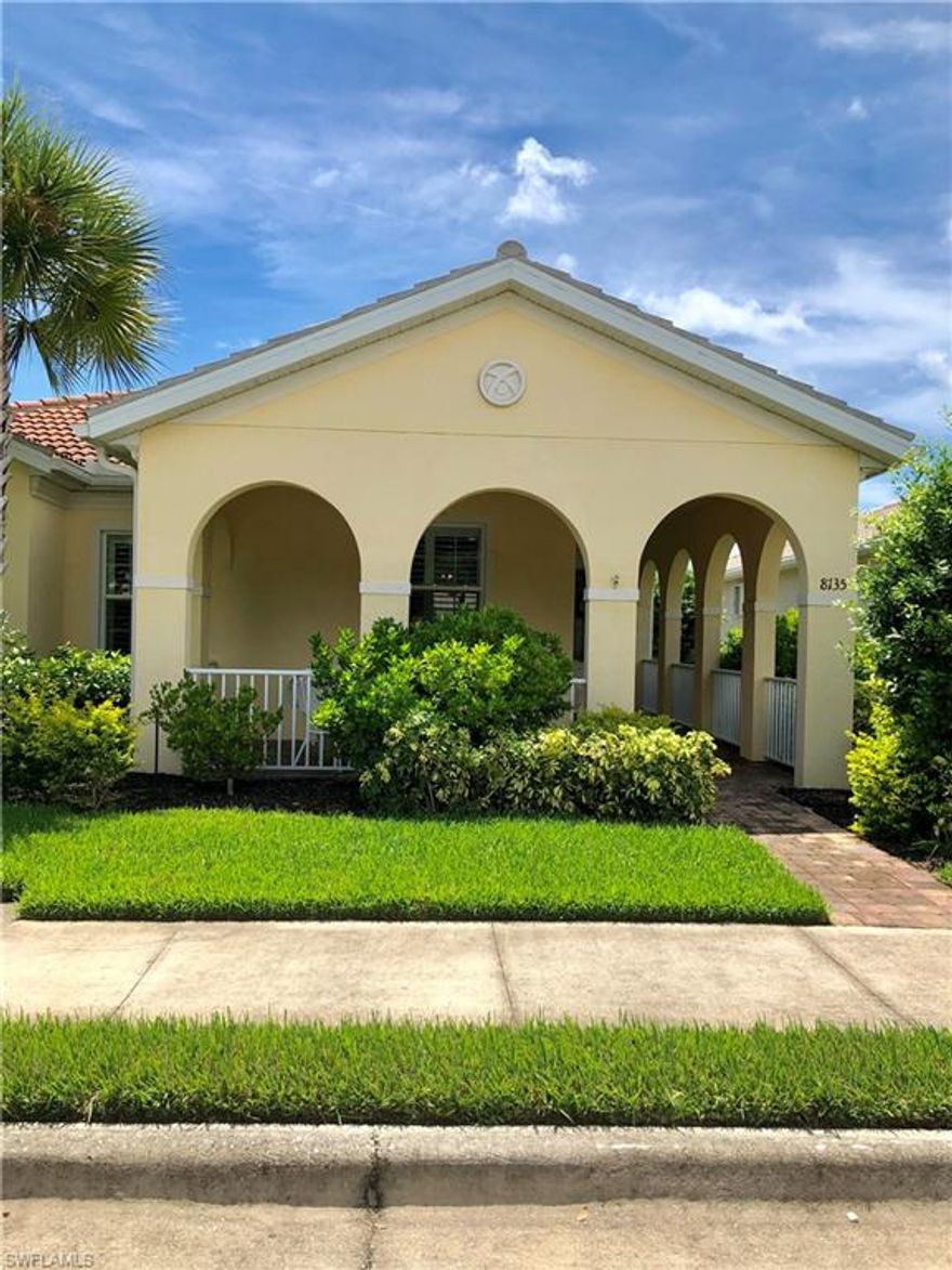 LIGHT AND BRIGHT KENDALL 3 BEDROOM, 2 BATHROOM, 2 CAR GARAGE, LARGE EAT IN KITCHEN, GRANITE COUNTER TOPS, STAINLESS STEEL APPLIANCES, BREAKFAST BAR, TILE FLOORS THROUGHOUT, CROWN MOLDING, EXTENDED SCREENED IN PRIVATE LANAI, EXTENDED PAVED DRIVEWAY, PERFECT LOCATION ACROSS FROM COMMUNITY POOL AND ALL AMENITIES AT TOWN CENTER, PAVED FRONT PORCH AREA, GLASS FRONT DOOR, GATED WITH GUARDS, COMMUNITY POOL, LAP POOL, TENNIS COURTS, BOCCE, PICKLE BALL COURTS, BASKETBALL, FITNESS CENTER, TRAVEL AGENCY, HAIR SALON, ICE CREAM SHOP, RESTAURANT, POST OFFICE, GAS STATION, CAR WASH AND REAL ESTATE OFFICE LOCATED IN TOWN CENTER.