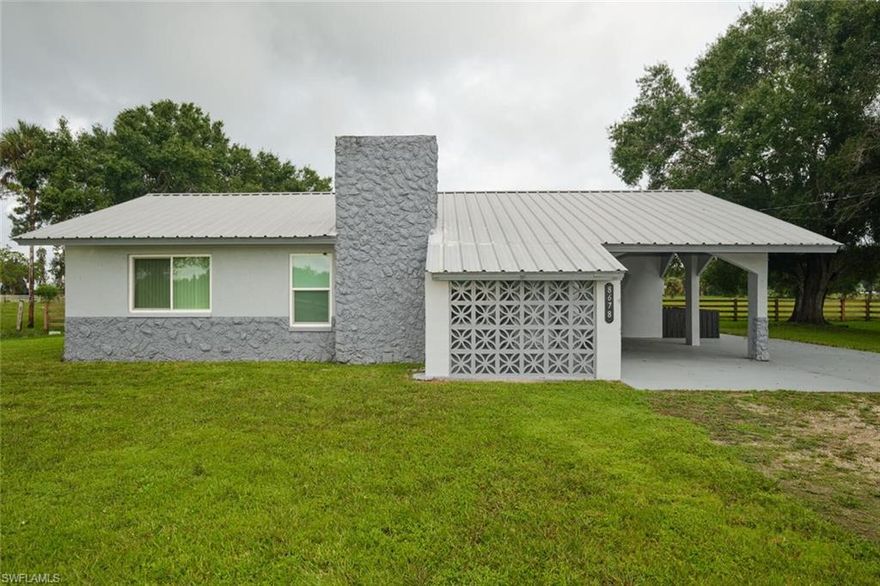 This home offers the perfect mix of countryside ranch living, with all the conveniences of Labelle and Alva. Fort Myers just a short drive away. The fenced and cross-fenced  The 4.29 acres is not in a flood zone and can be divided into 2+ acres each. Provides more than enough space for your horses and cows, or room to build a pool and outbuilding, or even a larger estate! The property was recently renovated, and includes new flooring, cabinets, countertops and more. Looking for an investment opportunity? This property provides the perfect canvas to section-off the acreage, or rent out the house and land. Property can also be divided. Seller open to entertaining seller financing with short balloon term. Don't miss out on this opportunity to have your own little country ranch!