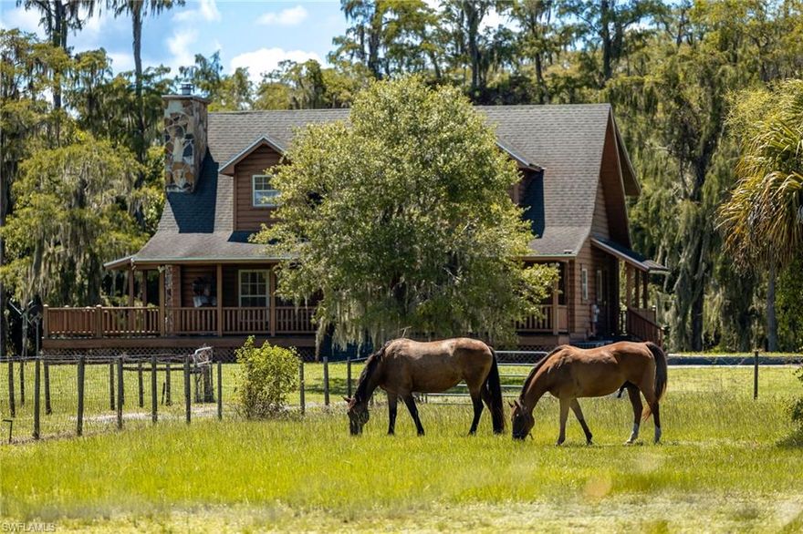 Tucked among mature trees in the heart of Montura Ranches, this unique 2,200 sq ft Red Cypress cabin blends rustic character with modern practicality on 2.5 fully fenced acres. Built of Red Cypress—naturally resistant to rot, decay, termites, and warping—this home is designed for lasting beauty and low maintenance.
Inside, you’ll find rich woodwork throughout that brings warmth and authenticity to the living spaces. The fireplace in the living room and wrap around decks are so inviting. The primary suite is conveniently located downstairs, while two guest bedrooms sit upstairs along with a large loft area—perfect for an office, studio, or media space. Outside, the acreage is ready for your lifestyle with a large utility shed and a chicken coop/cage, plus plenty of room for gardens, animals, and outdoor toys. Seeking a multi-generational or compound setup? The adjacent 2.5-acre parcel with a manufactured home is also available, giving you the option to expand to a full 5-acre family compound. Fully fenced and separated into several pasture areas.