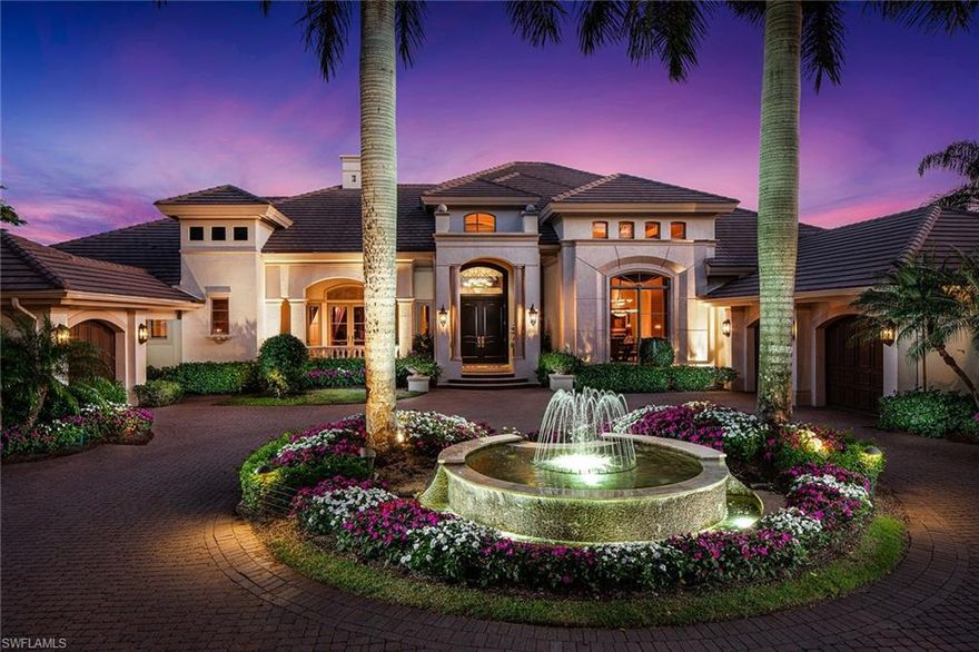 This timeless, immaculate, custom-built estate home with views that are simply the most spectacular in all of Grey Oaks is being offered for the very first time. Soaring ceilings, gorgeous picture windows and pocketing sliders across the entire expanse of this residence showcase the 327 feet of sparkling waterfront and golf course views to those lucky enough to call this home. Clean lines, classic design, marble floors, detailed trim work, built-ins, indoor and outdoor fireplaces, wine cellar and a dramatic two-story living area. Open plan great-room and entertainer's kitchen are just some of the design elements that set this residence apart. His and her master bathrooms and a master suite sitting area with views will impress. Two bedrooms are on the main level while two guest bedrooms, morning bar and entertainment loft are on the second floor, offering privacy for guests. Ideally situated on a huge parcel on the most prestigious street in Grey Oaks. This residence has a new roof, whole home generator, impact windows, Kevlar wind protection, a renovated pool & a three-car-and-golf-cart garage. There is not even a hint of Tuscan within this residence – only clean, classic design.