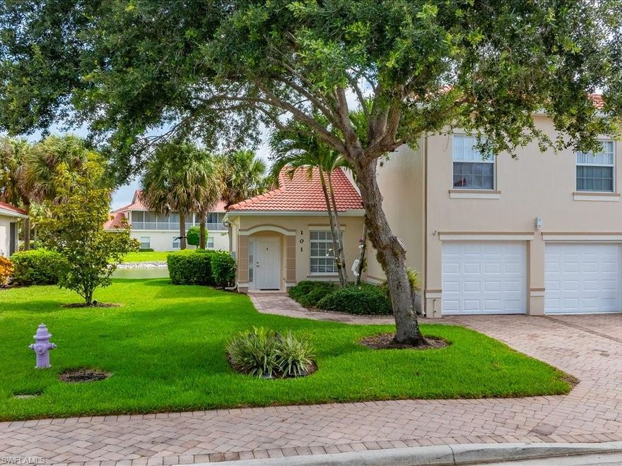 Welcome to paradise at 25064 Peacock Ln #101 in beautiful Naples — where peaceful waterfront living meets the charm of “Old Florida” at the hidden gem community of Port of the Islands. This beautifully upgraded first-floor residence offers tranquil views of a serene pond and sparkling water feature from the private screened lanai, creating the perfect backdrop for morning coffee or relaxing sunset evenings.

Inside, this meticulously maintained home is loaded with thoughtful upgrades and modern conveniences. The interior was freshly repainted in 2021 and enhanced with luxury plank vinyl flooring throughout after all carpeting was removed, giving the home a stylish, clean, and low-maintenance feel. The kitchen has been improved with additional cabinetry for expanded storage, pull-out shelving in lower cabinets for easy access, upgraded faucets, a new refrigerator, and elegant dinette lighting. Throughout the home, all lighting has been upgraded to energy-efficient LEDs, with dimmers and updated switches adding a polished contemporary touch.

Comfort and technology upgrades continue with all-new ceiling fans featuring integrated lighting and remote controls, a high-efficiency AC system with UV light purification, programmable thermostat with remote access, and a Ring video doorbell for added convenience and peace of mind. The spacious primary suite even includes custom office cabinetry, creating a flexible work-from-home space.

Outdoor living is equally impressive with upgraded front entry and lanai lighting, a new no-see-um lanai screen installed in 2024, and a fully upgraded garage system in 2025 featuring a quiet belt-drive motor, new track system, motion-sensor lighting, remote controls, and cellular access.

Located directly across from the Port of the Islands Resort hotel, restaurant, and bar, this home also places you steps from the marina where fishing charters, eco-tours, and boating adventures depart daily. Whether you’re seeking a full-time residence, seasonal retreat, or investment opportunity, this exceptional property offers the perfect blend of comfort, nature, recreation, and true Southwest Florida lifestyle living.