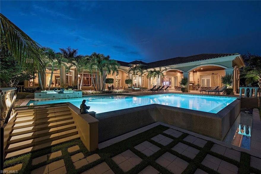 Experience paradise in Quail West. This sought-after, single-story located on the private golf course with beautiful lake views and rolling fairways. This magnificent home boasts luxury in every way. Truly a residence for entertaining. Gourmet kitchen which features top of the line appliances with gas stove, butler's pantry and wine room. Two large master suites and panoramic views. Full outdoor living area including fireplace, infinity edge pool, gardens and electric screens to fulfill your quiet nights. A must see!