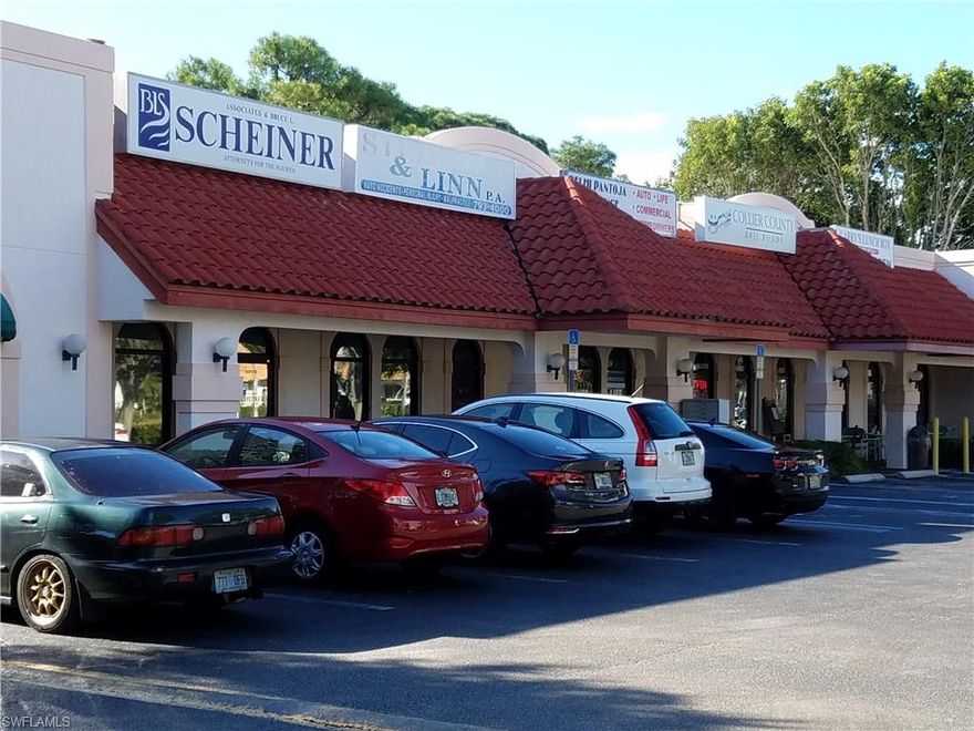 Office is divided into three sections, front - reception, middle work station area, and back used for storage, additional work space, bathroom.  Unit has a wetbar included.  There is a large amount of parking in the rear of the complex.