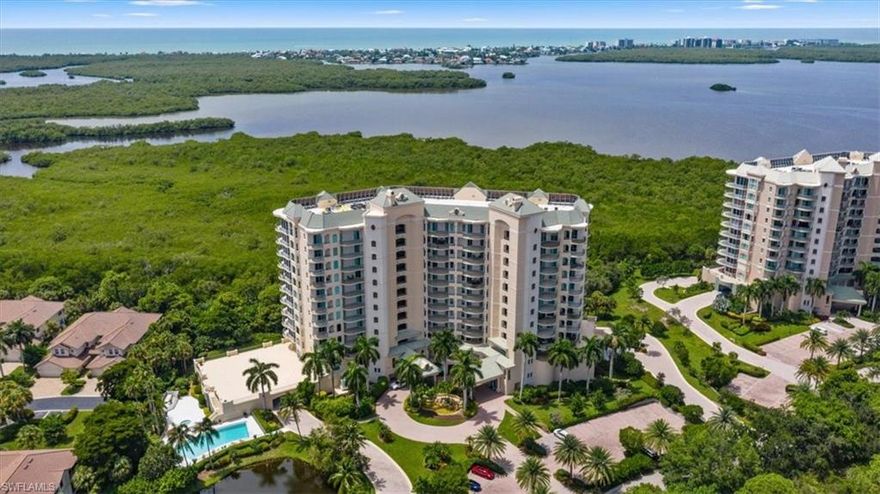 C3395 - Unobstructed Gulf of Mexico and Estero Bay views await you from this spectacular 8th floor home. The Kitchen has all new appliances, two islands and opens onto the Dining Area and the Family Room. The Living Room opens to the adjacent Family Room and provides a grand space for entertaining and family events. Just off the Living Room is a glassed-in Lanai that overlooks the Bay and Gulf.  A perfect setting for dining and lounging. The view from this western exposure condominium, with nearly 2900 air conditioned square feet, is even more impressive in person.  The Owner's Suite overlooks the Gulf and Bay and has an over-sized walk-in closet. The en-suite guest bedrooms  have their own open-air balcony space for watching the sun rise. If storage space is a concern, the enclosed one-and-a-half car garage will delight you.  Bayview II has recently remodeled its oversized pool and spa area with exquisite white marble pavers.  Bayview II also has a well-equipped workout room and a beautifully appointed social room and kitchen. Bonita Bay offers amenities including a Beach Park on the Gulf of Mexico with scheduled shuttles, Walking and Biking Trails, a Kayak Park and a Marina.