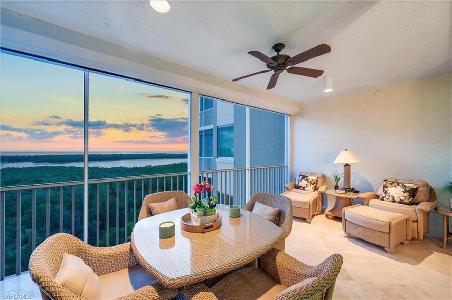 Unforgettable. A best-in-class luxury condominium, distinguished by exceptional design, craftsmanship, and amenities. Spanning 3,050 square feet, this residence flooded with natural light offers panoramic views of the Gulf and waterways to the west and Old Collier Golf Course to the east, making every sunrise and sunset truly unforgettable. The home features three bedrooms and three full baths, including a primary suite with a spacious walk-in shower, soaking tub, and custom closets. One guest bedroom en suite also doubles as a second primary, providing flexibility and privacy. The thoughtfully designed floor plan is ideal for those seeking to downsize without compromising comfort or elegance. Quality finishes throughout, including crown molding, fine millwork, light wood flooring, solid wood cabinetry, timeless tilework, plantation shutters, natural gas cooking, top-of-the-line appliances, and electric storm shutters. Offered TURNKEY, the residence is fully appointed with neutral-toned, stylish, and comfortable luxury furnishings, ready for immediate enjoyment. Owners at Grande Geneva also benefit from two under-building garage spaces, additional private storage, a stunning lobby, a well-equipped fitness center, and an elegant club room perfect for entertaining, complemented by a private pool patio and grilling area. As a member of The Dunes, residents can access an unparalleled resort-style lifestyle, including full-service dining at The Club, renowned for its exceptional cuisine; poolside food and beverage service; a tropical resort pool with waterfall; a fully staffed tennis facility; pickleball courts; and a state-of-the-art fitness center. The Dunes of Naples is nestled in a tranquil enclave of the Vanderbilt Beach neighborhood, just moments from Delnor-Wiggins Pass Beach Park. Prestigious golf courses, Mercato, Whole Foods, and The Capital Grille are all nearby, offering the perfect balance of privacy, convenience, and refined living. The location also provides effortless access to boating and kayaking, completing an active coastal lifestyle.