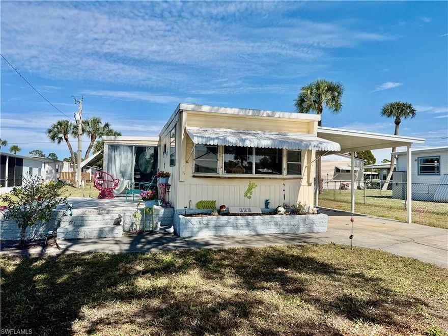 Very nice 2 BR/1.5 BA home in Carriage Village.  Located across from the Clubhouse/Pool Area.  Kitchen is equipped with Refrigerator, Stove, Wood Cabinets, Pantries and beautiful wood flooring.   Roof & Carport 2023.  Oversized Utility Shed with Washer, Dryer, Utility Sink and plenty of storage area.  Large new carport.  Plenty of room to make it a screened lanai for extra living space and/or just relax and enjoy the Florida weather.  Property is turnkey and ready for new owner.  Lots of closets, storage space.  Solid Floors.  Active, 55+ pet friendly community.  OWN YOUR LAND and maintenance fee is only $95/month.  Large-heated pool, clubhouse, hobby shop, library, billiards room, shuffleboard, bocce ball, putting green, ceramics and more.  Great winter get away.  Don't miss out on this opportunity to own a piece of paradise in Carriage Village.