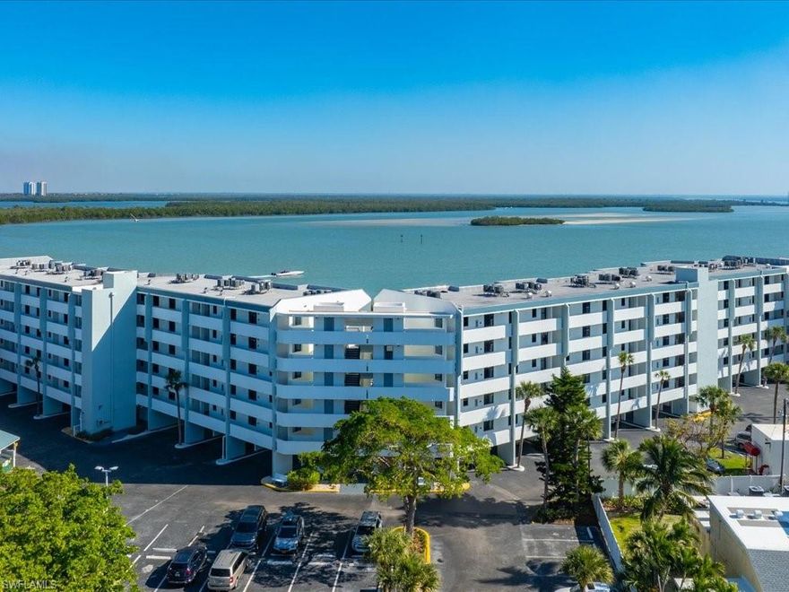 Only Riverside offers big bold water views, short or long term rental potential,  sunrise, moon rise, daily boat traffic and marine line every day of the year!  Riverside has impact windows, doors, 800 sq ft the largest one bedroom view units on Marco with sparkling River estuary views.  And more.....Riverside the community offers in water boat slips, fuel & bait dock, trailer storage, short distance between 0 to quarter mile to 5 great restaurants. On premises pickelball, tennis, 2 heated pools, spas, grill areas.