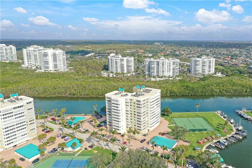 Don't miss this rare opportunity to own a slice of Florida living at its finest! This 1500+sf 2 bed, 2 bath, tastefully updated corner-unit offers stunning 270 degree water views from every room! New quartz countertops, HVAC (December 2025), washer, dryer, updated bathrooms, and more!

Perfectly poised near Mercato's world-class shopping, Dining and entertainment, this residence offers the rare combination of beach proximity, boating access, and modern luxury at your fingertips! Minues away from Vanderbilt Beach, Naples Ritz-Carlton, The Turtle Club, La Playa, and walking distance to Delnor-Wiggins Sate Park Beach

For boating enthusiasts, this location is a dream. With direct access to Wiggin's Pass, Gulf of America, and boating amenities, spontaneous days on the water are always within reach. Enjoy access to boat slips for lease just steps out your lobby doors! 

With Building and HOA Reserves in stong conditon, and no special assessments on the horizon, this unit has some of the lowest waterfront condo fees in Naples! SELLER FINANCING AVAILABLE! Dont let the SWFL sun set on this deal of the year!.... Capture the Naples Lifestyle!