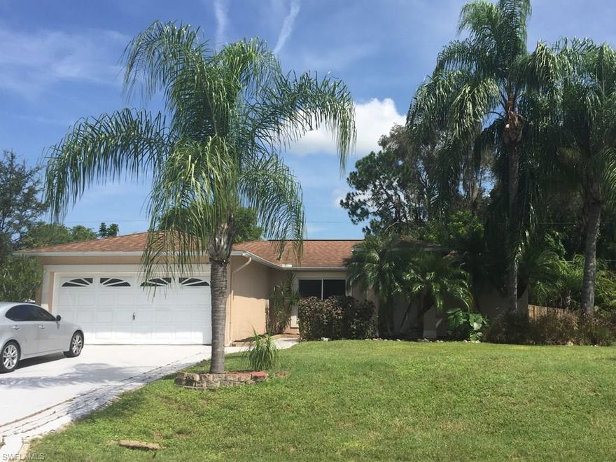 This 3 bedroom, 2 bath pool home in San Carlos Park is a fantastic opportunity.  Tile floors throughout, vaulted ceilings, and an oversized pool are only some of the features this one has to offer.  The office/den area off the living room enhances the open floor plan along with the wide open kitchen/breakfast area.  Fenced backyard and large patio area offers plenty of room for pool parties.  The garage has plenty of storage and 2 workbenches for the garage-lover.  Definitely a must-see!  City water is available.