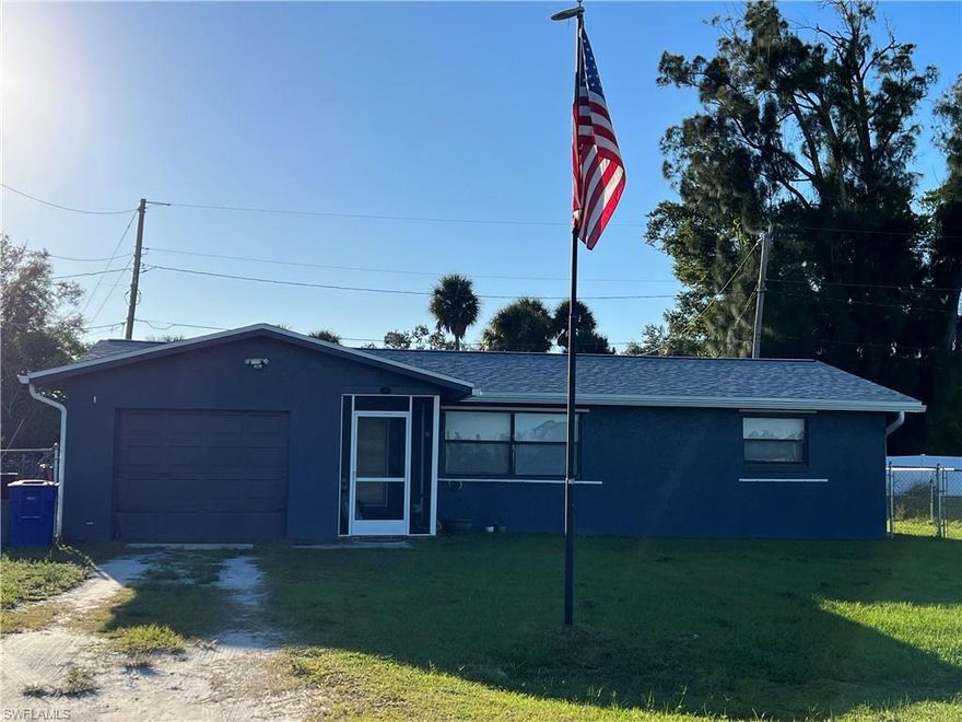 Great Investment or Starter Home on a huge lot (.38 acres) in North Fort Myers, centrally located, with easy access to great shopping, schools, dining and entertainment! Only minutes to Downtown Ft Myers and Cape Coral. Many updates already done, like electrical panel, plumbing and windows... just come and put your cosmetic finishes to make this the perfect home! Home has a primary bedroom with bathroom on one side and two large guest bedrooms with their own bathroom on the other side of the home. The front entrance opens into the living area and beyond that is your dining, kitchen with plenty of cabinets, and slider doors to the covered lanai. Outside there is a 1 year old above ground pool, beautiful sturdy wood storage shed/barn, and plenty of room for the kids, furry friends, and gardening galore! Some other updates include newer water heater, a/c (6 years), primary bath, and updated tub in guest bathroom. Home is on septic and city water.