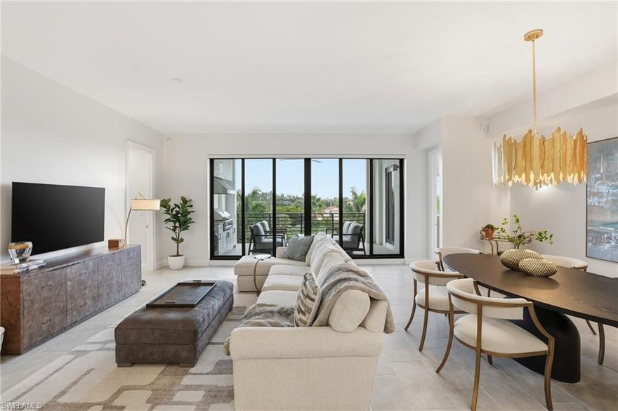 Offered turnkey furnished this stylish 2 Bedroom + Den fourth-floor residence at Eleven Eleven Central places you at the center of Naples’ most exciting live-work-play district. Designed with a clean-modern aesthetic, the home welcomes you with an open and airy layout, thoughtfully curated furnishings, and a great room that flows out to a private balcony overlooking the privately landscaped grounds. The gourmet kitchen features quartz countertops, natural gas appliances, an oversized island, and fully stocked essentials - making day-to-day living effortless from the moment you arrive.

The spacious primary suite offers a king-size bed, walk-in closet, and a well-appointed bath with dual sinks and a glass-enclosed shower. A private guest bedroom and separate full bath provide the ideal setup for visitors or extended stays. In addition to two bedrooms, the residence includes a spacious den that functions perfectly as a dedicated home office or flexible workspace - ideal for remote work, extended stays, or maintaining productivity while enjoying the season. Additional conveniences include in-unit laundry, gas grill, ample storage, and assigned parking in an enclosed, secure garage. 

Residents of Eleven Eleven Central enjoy access to an impressive collection of resort-style amenities, including a courtyard pool, fitness center, outdoor fire pits, cabanas, club room, rooftop sunset terraces, and a community shuttle to the beach. Located just minutes to 5th Avenue South, Baker Park, fine dining, galleries, and Naples’ powder-soft Gulf beaches, this residence offers an exceptional seasonal experience with everything at your doorstep.

Available for April-July 2026. Duration and dates flexible - please inquire for availability.