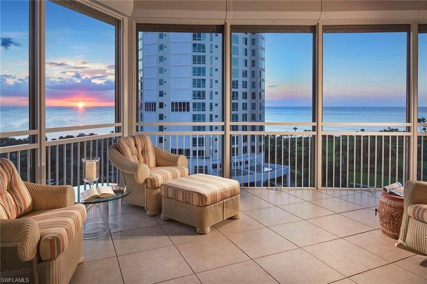 Located on an ideal floor of one of the most highly sought-after luxury beachfront buildings in Park Shore, this Southwest corner residence provides the perfect space for the stunning sunsets. From the floor-to-ceiling windows, 10-foot ceilings, to each of the three bedrooms flowing seamlessly onto the generous outdoor living spaces, there is no question that views were at the very forefront of the design inspiration. Provence residents benefit from an array of amenities including an expansive outdoor area with oversized pool, spa, grilling area, tennis courts, exercise facilities, and sauna. The building is conveniently located close to gourmet dining and shopping in Venetian Village, Waterside Shops and all downtown Naples has to offer. For the boaters, boat slips are available for sale or lease in Venetian Bay Yacht Club.