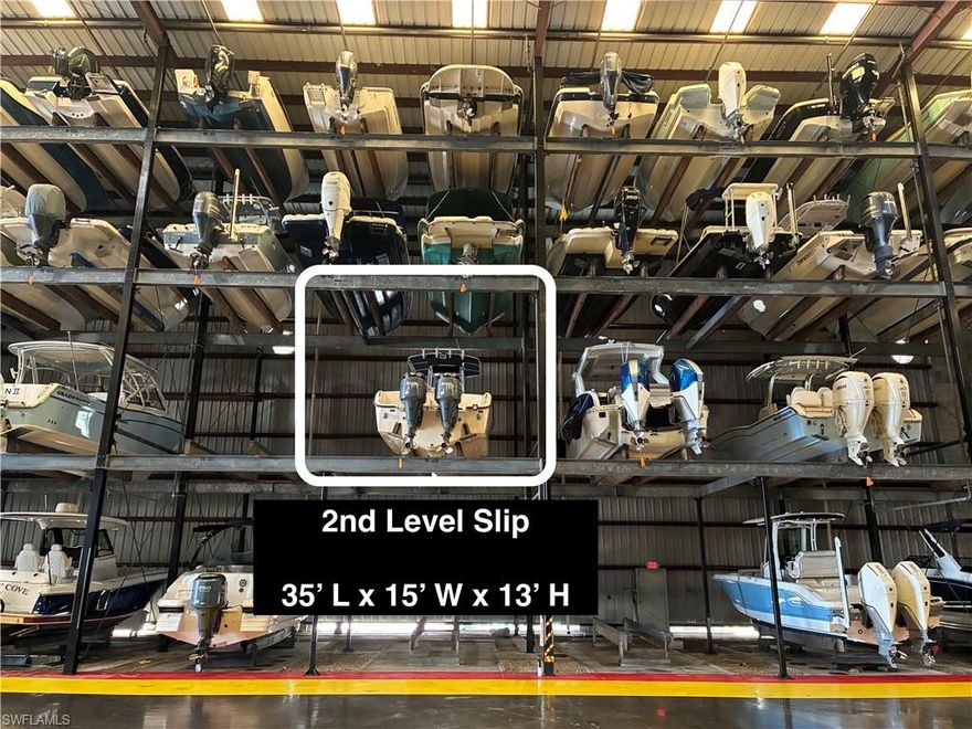 Take advantage of this rare opportunity to own a 35’L x 15’W x 13'H dry-storage slip in the coveted Naples Boat Club Boathouse, steps from Olde Naples w/ no bridges to the Gulf via Naples Bay and Gordon Pass. Enjoy hosting in the resort-style owners’ clubhouse with a conference room, entertaining areas, billiards, and caterer’s kitchen, plus a heated pool with its own chickee bar area overlooking the yachts and marina. Onsite fuel dock with pump-out and bait. Call-ahead launch so your boat can be splashed, fueled, iced, and waiting. Dine waterside at The Syren Oyster & Cocktail Bar right on property. Don't miss the chance to own your own slip in this hurricane-rated facility featuring only 167 deeded dry slips, minutes to downtown dining and shops—an ideal home for your boat.