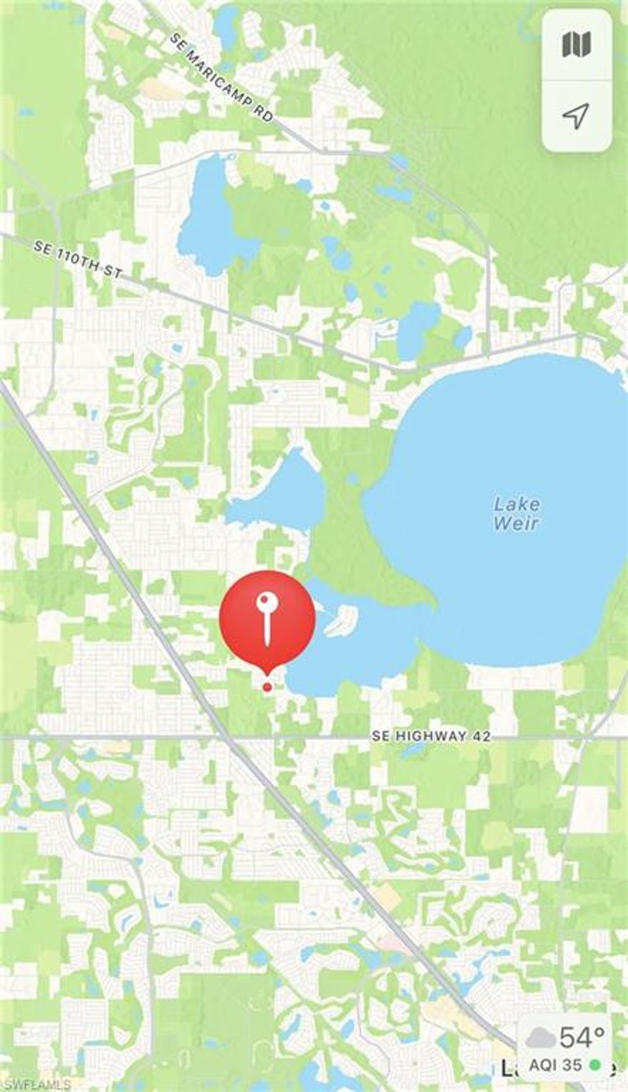 Come see this beautiful piece of land right across from Lake Weir.  Excellent opportunity to build your forever home.