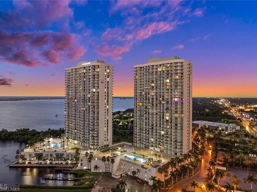 Hottest Location in Town – Waterfront Condo for Rent in the Heart of Fort Myers!
2 Bed | 2 Bath condo available for lease in OASIS. This residence features an open-concept floor plan with floor-to-ceiling windows allowing for abundant natural light and water views. Oversized private balcony accessible from both the living area and primary bedroom. Kitchen includes granite countertops, stainless steel appliances, and modern cabinetry. Primary suite offers walk-in closet and en-suite bathroom with updated finishes. Spacious second bedroom with access to full guest bath. Laundry in residence. Community amenities include waterfront pool, fitness center, tennis courts, and secured building access. Located near downtown Fort Myers with convenient access to restaurants, shopping, and entertainment.