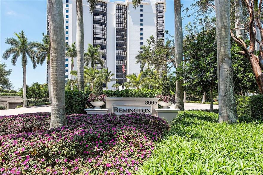 Perched majestically on the 18th floor of the highly sought-after Remington at Bay Colony, this beachfront residence awaits your personal touches. Positioned perfectly in between the private Bay Colony Beach Club and The Ritz-Carlton Naples beach resort, this home in the sky features nearly 3,400 square feet of luxurious living, a secured elevator directly into the residence, three generous sized bedrooms, a private office, three-and-a-half baths, two lanais to enjoy both sunrise and sunset daily, two deeded parking spaces in the secured, under-building garage and private air-conditioned storage space. Enjoy views of the Gulf of Mexico all the way to Sanibel. Architectural drawings reconfiguring the space to provide a more open, fluid floor plan are available. The Remington was recently completely remodeled and provides the ultimate in luxury.